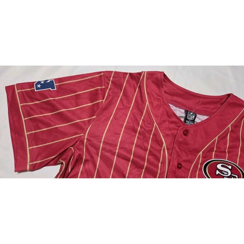 San Francisco 49ers Baseball Jersey Red And Gold Stripes Size Medium NWT